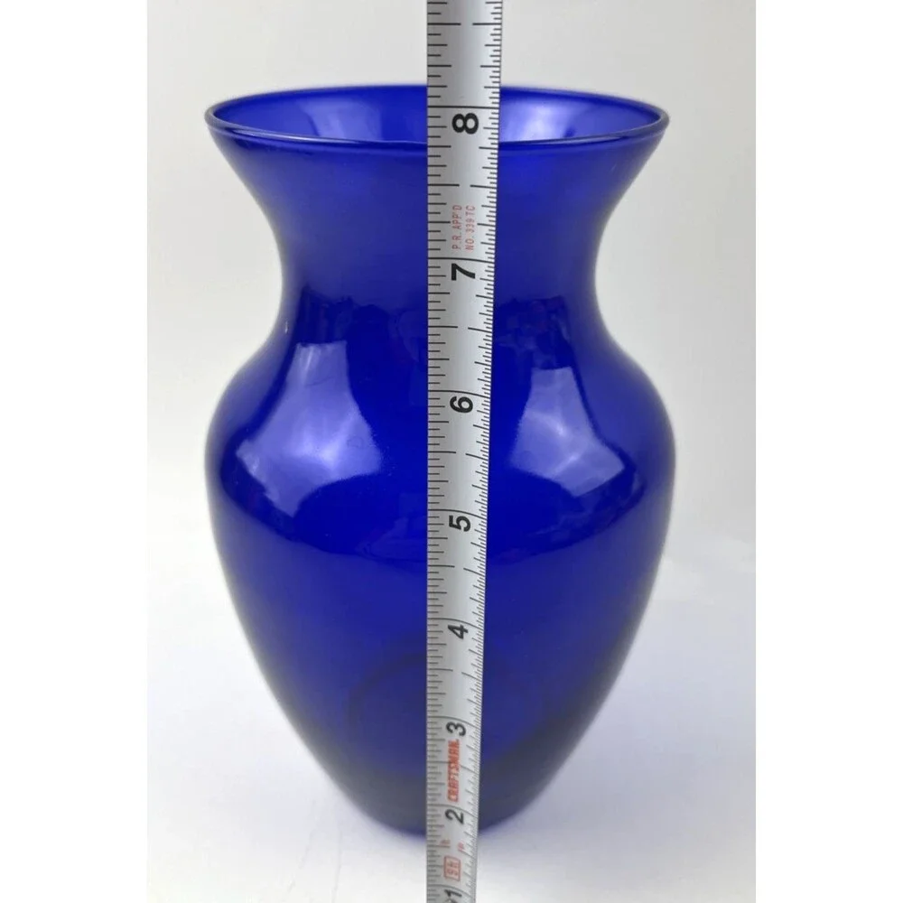 Cobalt Blue Glass Flower Vase 7.75